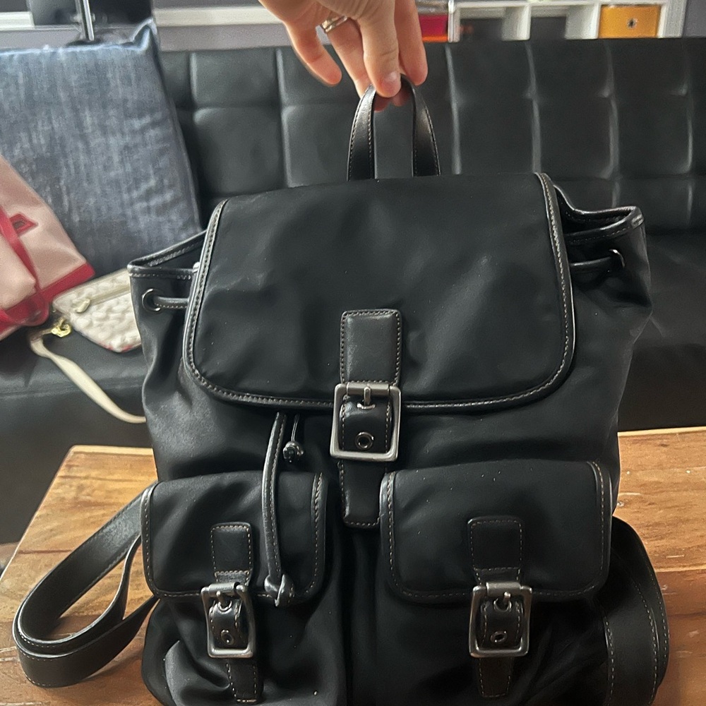 Vintage COACH Black Nylon Leather Trim Backpack Bag 4290